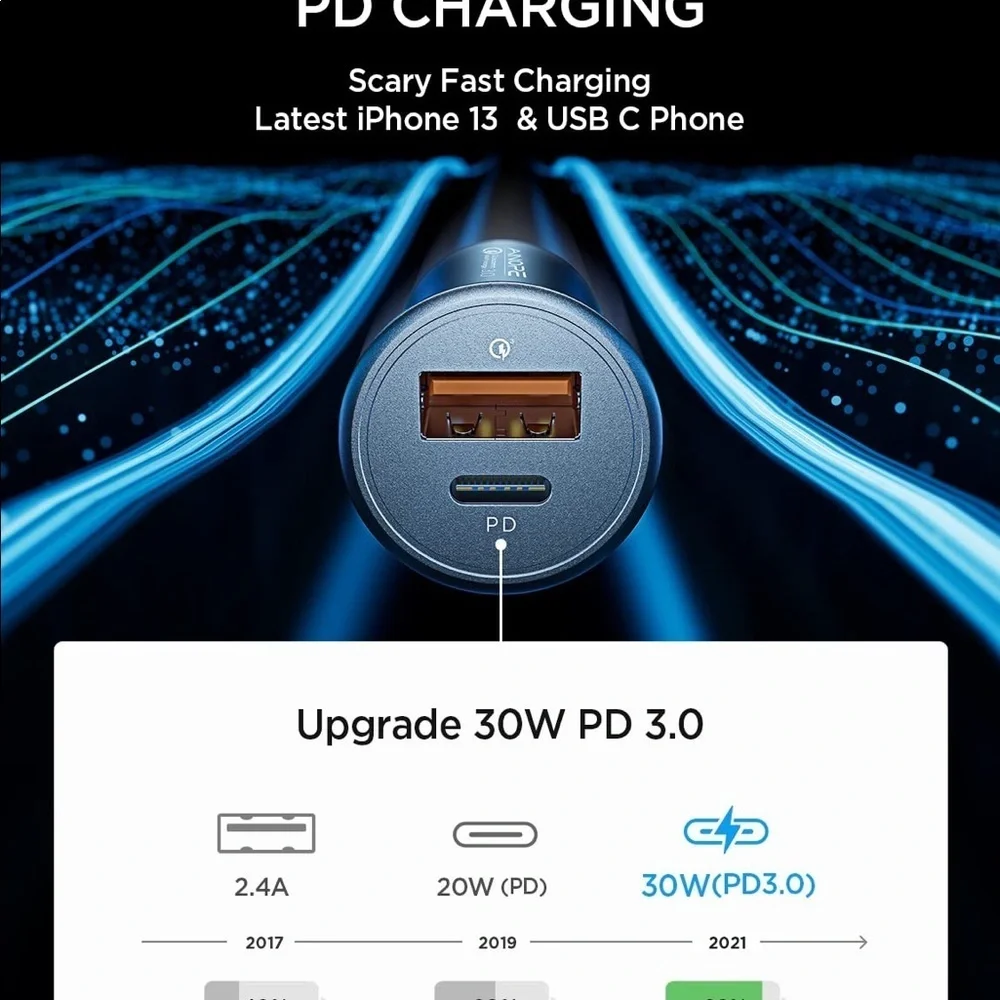 AINOPE All Metal Fast USB Car Charger Adapter